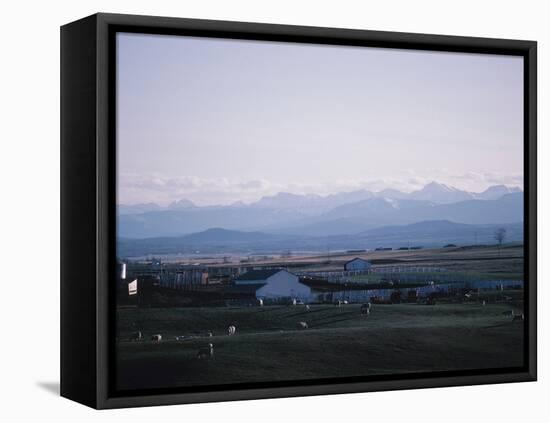 Farm in Mountain Valley - Rockies, Calgary, Banff-null-Framed Premier Image Canvas