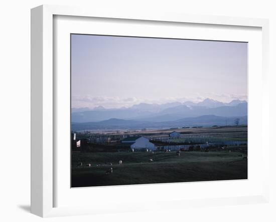 Farm in Mountain Valley - Rockies, Calgary, Banff-null-Framed Photographic Print