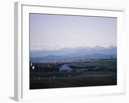 Farm in Mountain Valley - Rockies, Calgary, Banff-null-Framed Photographic Print