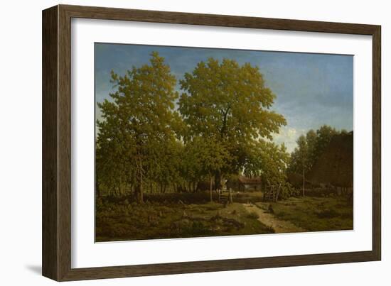 Farm in the Landes, 1844-67 (Oil on Canvas)-Theodore Rousseau-Framed Giclee Print