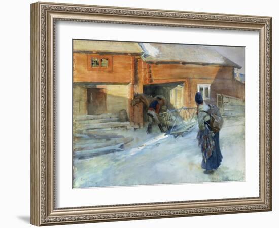 Farm in Winter, Bingsjo-Carl Larsson-Framed Giclee Print