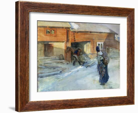 Farm in Winter, Bingsjo-Carl Larsson-Framed Giclee Print