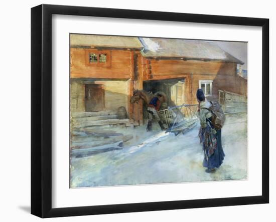 Farm in Winter, Bingsjo-Carl Larsson-Framed Giclee Print