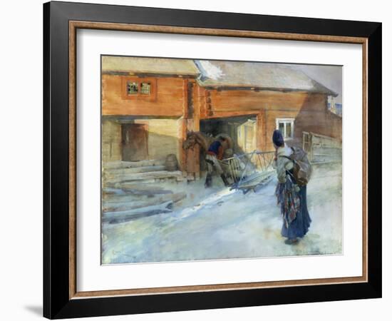 Farm in Winter, Bingsjo-Carl Larsson-Framed Giclee Print