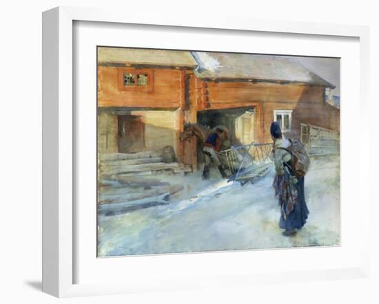 Farm in Winter, Bingsjo-Carl Larsson-Framed Giclee Print