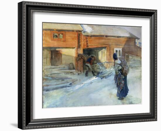 Farm in Winter, Bingsjo-Carl Larsson-Framed Giclee Print