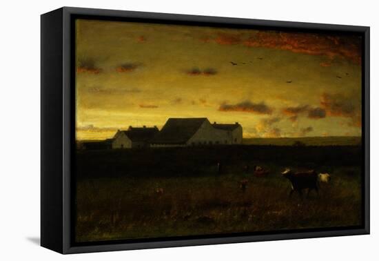 Farm Landscape, Cattle in Pasture, Sunset, Nantucket, C.1883-George Snr. Inness-Framed Premier Image Canvas