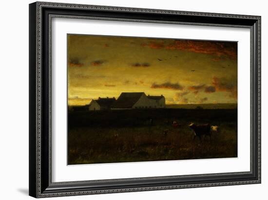 Farm Landscape, Cattle in Pasture, Sunset, Nantucket, C.1883-George Snr. Inness-Framed Giclee Print