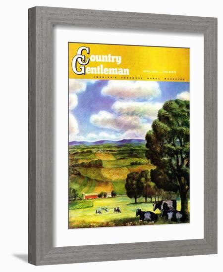 "Farm Landscape," Country Gentleman Cover, April 1, 1942-J. Steuart Curry-Framed Giclee Print