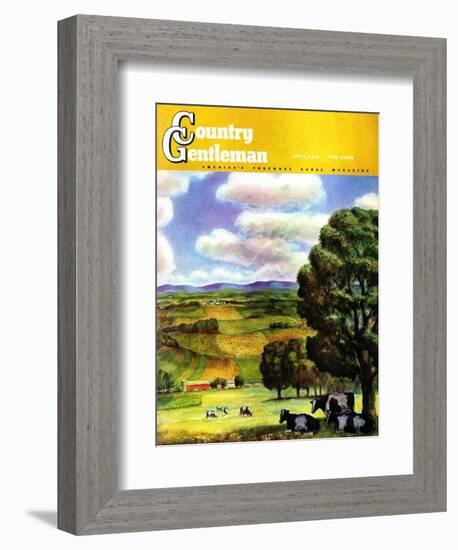 "Farm Landscape," Country Gentleman Cover, April 1, 1942-J. Steuart Curry-Framed Giclee Print