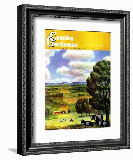 "Farm Landscape," Country Gentleman Cover, April 1, 1942-J. Steuart Curry-Framed Giclee Print