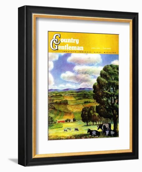 "Farm Landscape," Country Gentleman Cover, April 1, 1942-J. Steuart Curry-Framed Giclee Print