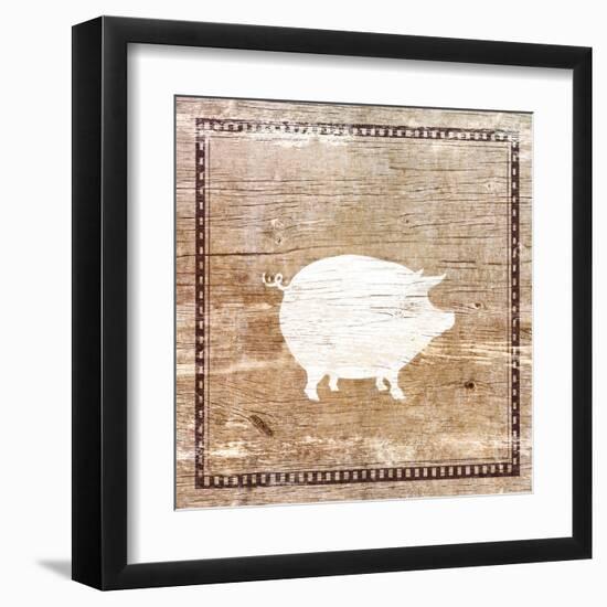 Farm Pig Silhouette-Elizabeth Medley-Framed Art Print