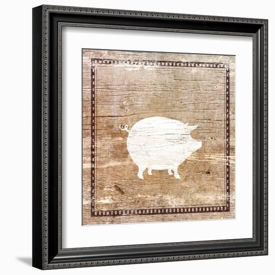 Farm Pig Silhouette-Elizabeth Medley-Framed Art Print