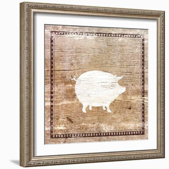 Farm Pig Silhouette-Elizabeth Medley-Framed Art Print