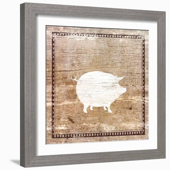 Farm Pig Silhouette-Elizabeth Medley-Framed Art Print