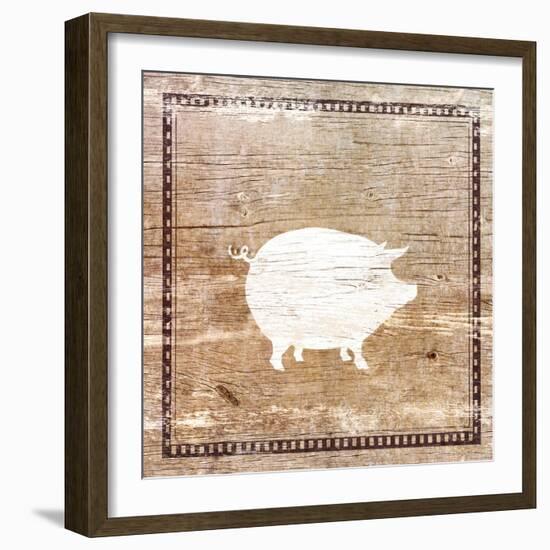 Farm Pig Silhouette-Elizabeth Medley-Framed Art Print