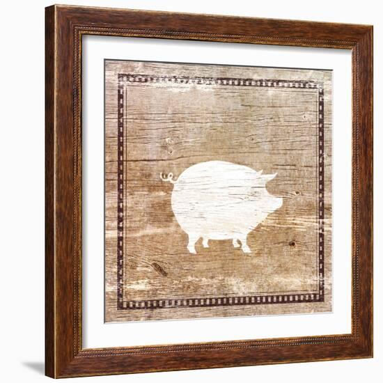 Farm Pig Silhouette-Elizabeth Medley-Framed Art Print