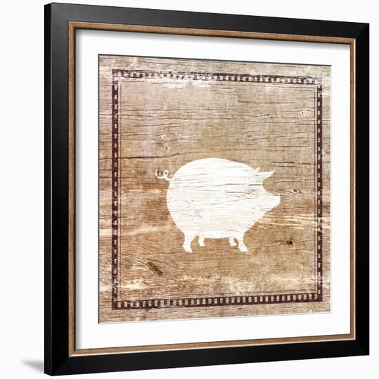 Farm Pig Silhouette-Elizabeth Medley-Framed Art Print