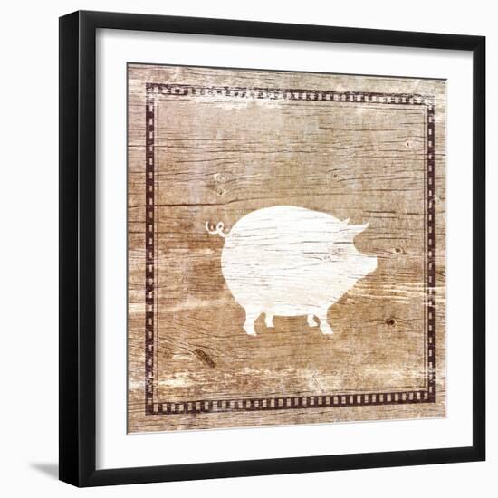 Farm Pig Silhouette-Elizabeth Medley-Framed Art Print