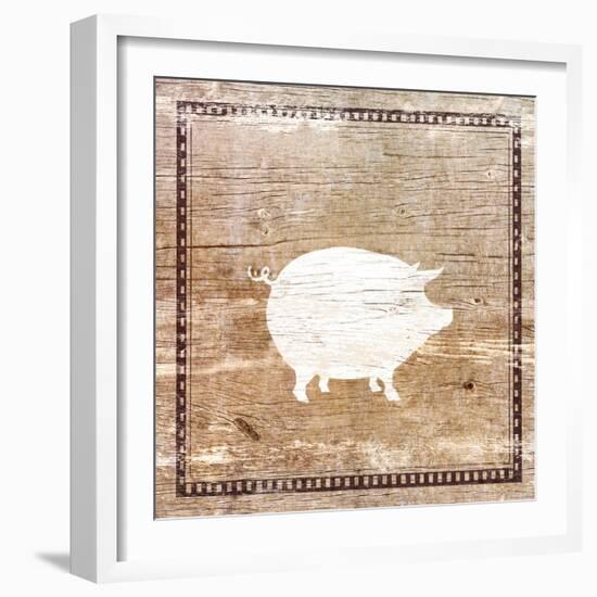 Farm Pig Silhouette-Elizabeth Medley-Framed Art Print