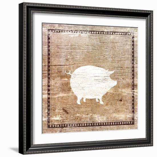 Farm Pig Silhouette-Elizabeth Medley-Framed Art Print