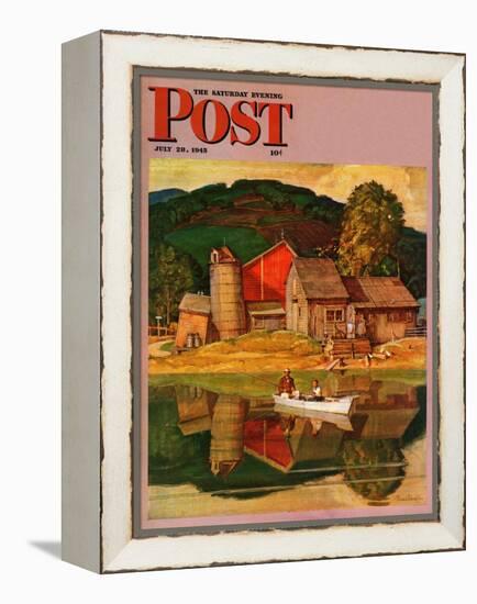 "Farm Pond Landscape," Saturday Evening Post Cover, July 28, 1945-Mead Schaeffer-Framed Premier Image Canvas