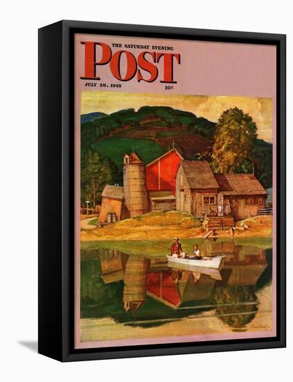 "Farm Pond Landscape," Saturday Evening Post Cover, July 28, 1945-Mead Schaeffer-Framed Premier Image Canvas