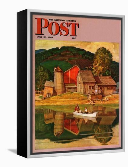 "Farm Pond Landscape," Saturday Evening Post Cover, July 28, 1945-Mead Schaeffer-Framed Premier Image Canvas