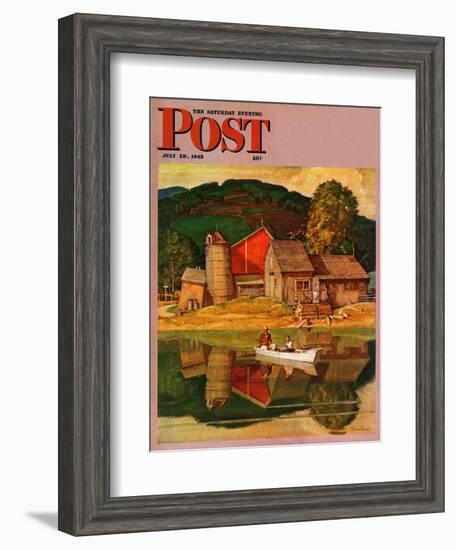 "Farm Pond Landscape," Saturday Evening Post Cover, July 28, 1945-Mead Schaeffer-Framed Giclee Print