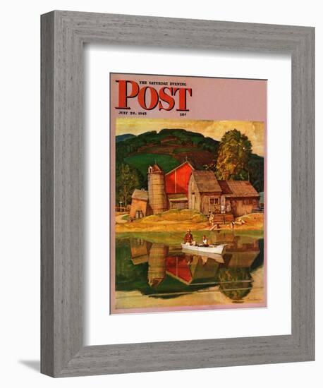 "Farm Pond Landscape," Saturday Evening Post Cover, July 28, 1945-Mead Schaeffer-Framed Giclee Print