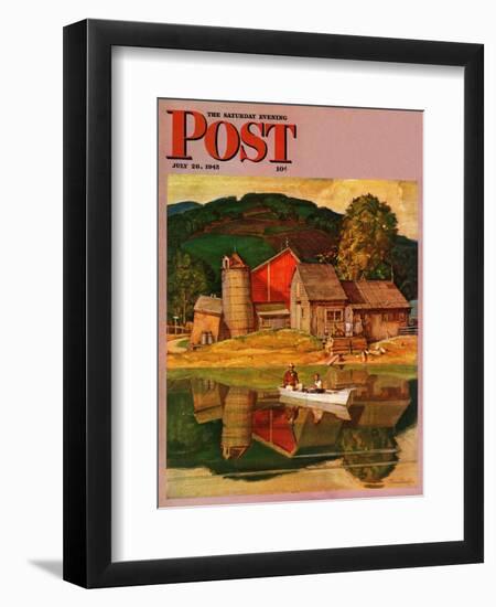 "Farm Pond Landscape," Saturday Evening Post Cover, July 28, 1945-Mead Schaeffer-Framed Giclee Print