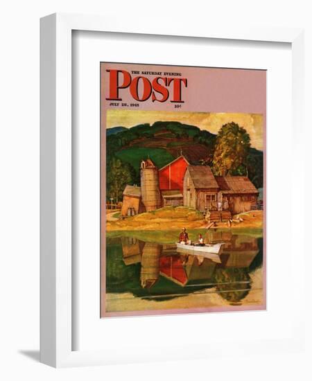 "Farm Pond Landscape," Saturday Evening Post Cover, July 28, 1945-Mead Schaeffer-Framed Giclee Print