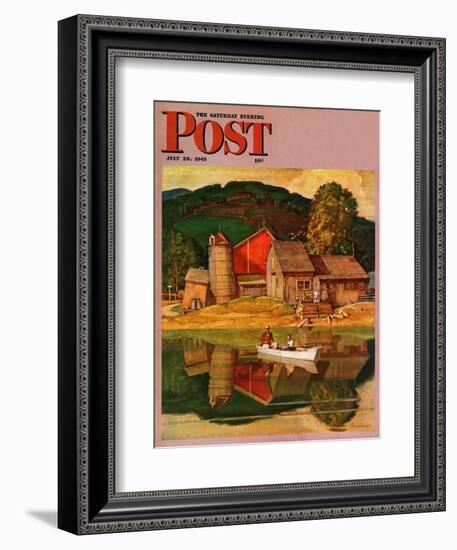 "Farm Pond Landscape," Saturday Evening Post Cover, July 28, 1945-Mead Schaeffer-Framed Giclee Print