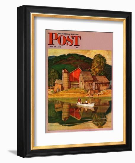 "Farm Pond Landscape," Saturday Evening Post Cover, July 28, 1945-Mead Schaeffer-Framed Giclee Print