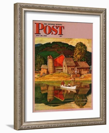 "Farm Pond Landscape," Saturday Evening Post Cover, July 28, 1945-Mead Schaeffer-Framed Giclee Print