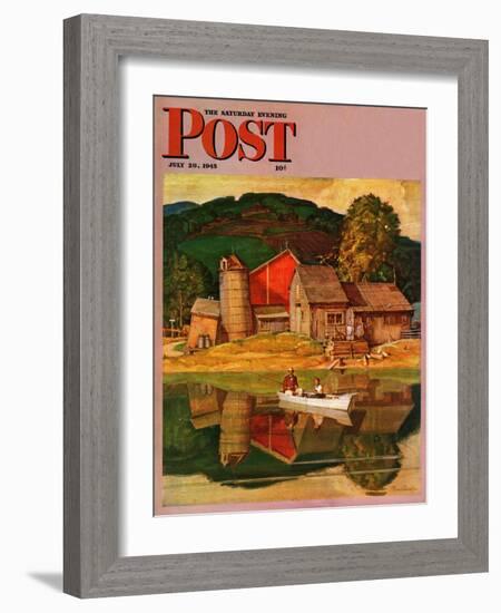 "Farm Pond Landscape," Saturday Evening Post Cover, July 28, 1945-Mead Schaeffer-Framed Giclee Print