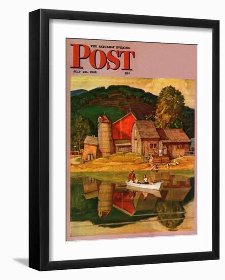 "Farm Pond Landscape," Saturday Evening Post Cover, July 28, 1945-Mead Schaeffer-Framed Giclee Print