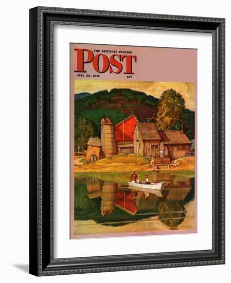 "Farm Pond Landscape," Saturday Evening Post Cover, July 28, 1945-Mead Schaeffer-Framed Giclee Print