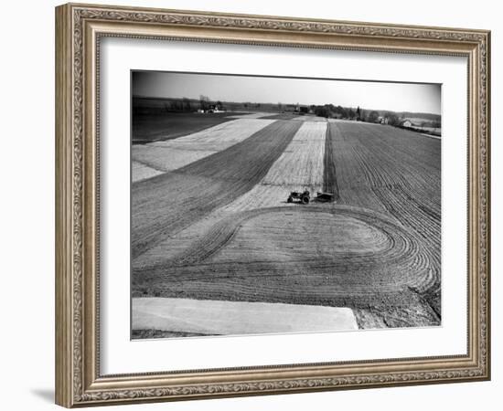 Farm Scene of Tractor in Ploughed Field-Alfred Eisenstaedt-Framed Photographic Print