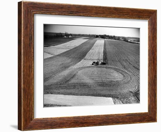 Farm Scene of Tractor in Ploughed Field-Alfred Eisenstaedt-Framed Photographic Print