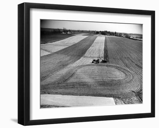 Farm Scene of Tractor in Ploughed Field-Alfred Eisenstaedt-Framed Photographic Print