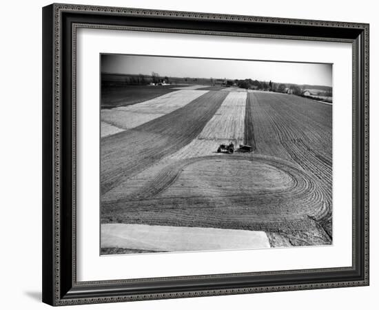 Farm Scene of Tractor in Ploughed Field-Alfred Eisenstaedt-Framed Photographic Print