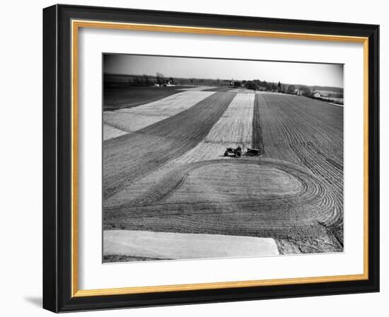 Farm Scene of Tractor in Ploughed Field-Alfred Eisenstaedt-Framed Photographic Print