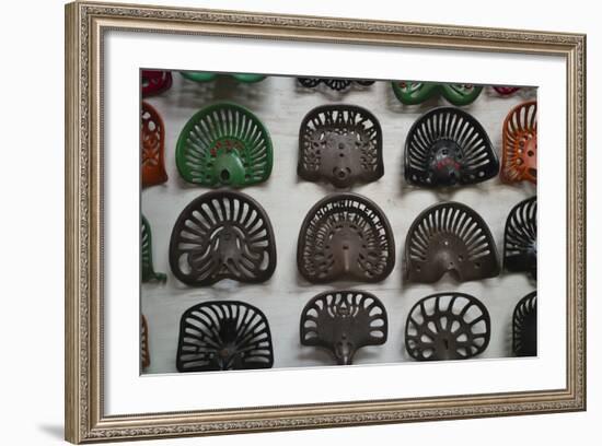 Farm Tractor Seats, Plainsman Museum, Aurora, Nebraska, USA-Walter Bibikow-Framed Photographic Print