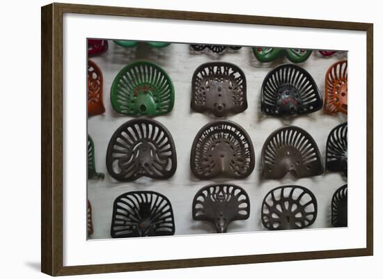 Farm Tractor Seats, Plainsman Museum, Aurora, Nebraska, USA-Walter Bibikow-Framed Photographic Print