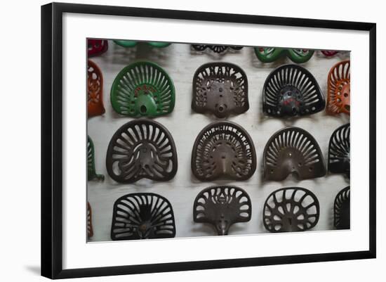 Farm Tractor Seats, Plainsman Museum, Aurora, Nebraska, USA-Walter Bibikow-Framed Photographic Print