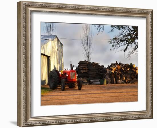 Farm with Old Red Tractor and Firewood, Montevideo, Uruguay-Per Karlsson-Framed Photographic Print