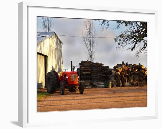 Farm with Old Red Tractor and Firewood, Montevideo, Uruguay-Per Karlsson-Framed Photographic Print