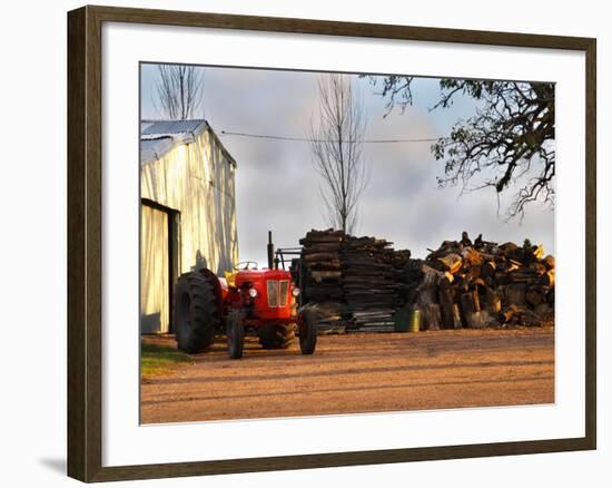 Farm with Old Red Tractor and Firewood, Montevideo, Uruguay-Per Karlsson-Framed Photographic Print